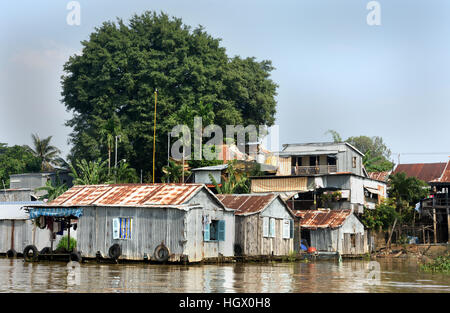 Chau Doc city An Giang Province, bordering Cambodia, Mekong Delta Vietnam ( Socialist Republic of Vietnam ) Hau Giang River Stock Photo