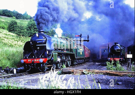 Southern Railway 4-6-0 blasts away from Grosmont Tunnel Stock Photo