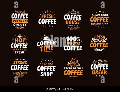 Coffee logo. Collection elements for menu design restaurant or cafe Stock Vector