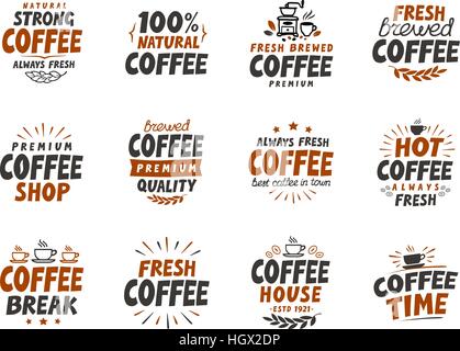 Set of vector coffee elements. symbols for menu design restaurant or cafe isolated on white background Stock Vector