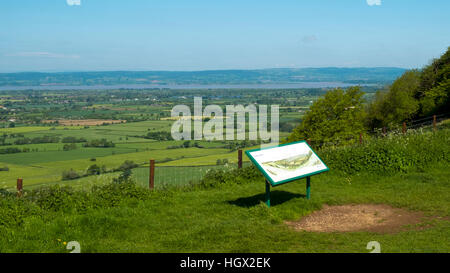 The view over Severn Vale, Coaley Peak viewpoint near Nympsfield, Gloucestershire, Cotswolds, England, UK Stock Photo