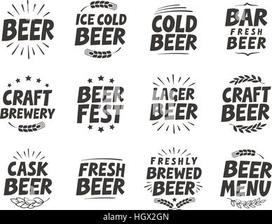 Vector set labels. Craft beer tags and elements for restaurant, cafe, bar or pub Stock Vector