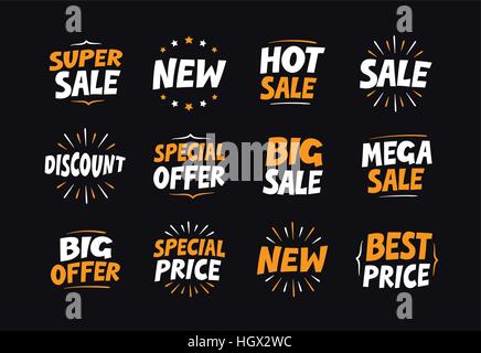 Vector set colorful labels for sale, shopping and promotion. Business collection icons Stock Vector