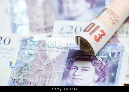 British Twenty and ten pound notes Stock Photo