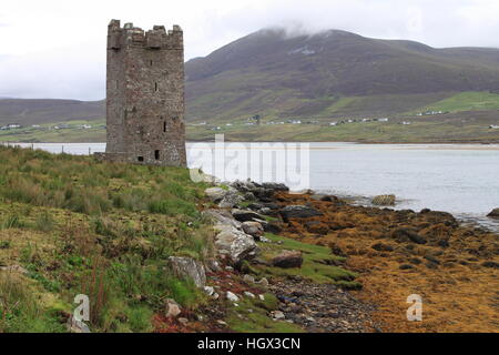 Kildavnet castle in Achill Island. County Mayo, Ireland Stock Photo