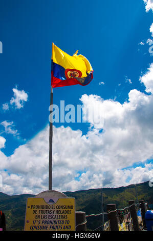 Colombian flag on the Rock of Guatape Stock Photo