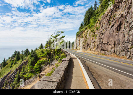 U.S. Highway 101 along the Oregon Coast.  Near Manzanita, Pacific Beach, Lincoln City, Depot Bay and Newport.  Rockwork Viewpoint. Stock Photo