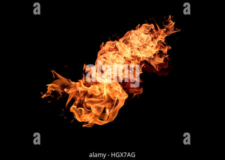 Fire flames collection isolated on black background Stock Photo