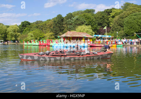 Model Warship Naval warfare Peasholm Park Scarborough UK Stock Photo