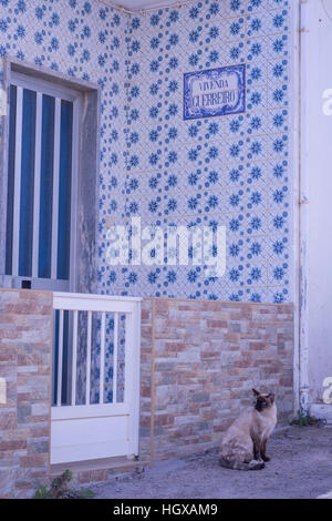 Azulejo Ceramic Tiles in Olhos de Agua, Albufeira, Olhos de Agua, Praia da Falesia, Albufeira, Algarve, Portugal Stock Photo