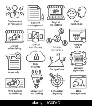 Business management icons in line style. Pack 24. Stock Vector