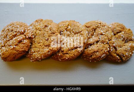 Ginger snap cookies with sparkling crystallized sugar Stock Photo