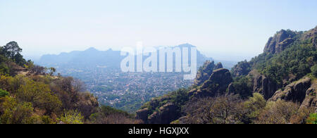 Panorama view of Tepoztlan, a small touristic village in the mexican state of Morelos. Stock Photo