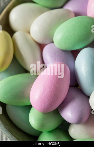 Sweet Candied Jordan Almonds in a Bowl Stock Photo