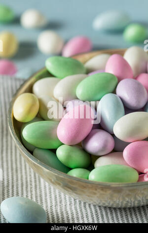 Sweet Candied Jordan Almonds in a Bowl Stock Photo