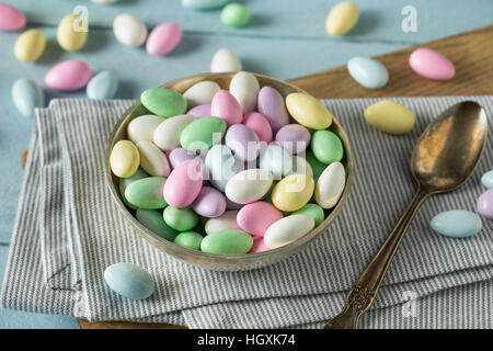 Sweet Candied Jordan Almonds in a Bowl Stock Photo