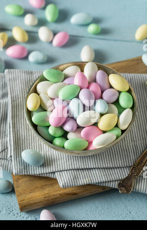 Sweet Candied Jordan Almonds in a Bowl Stock Photo