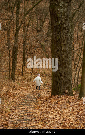 Little child in the forest Stock Photo