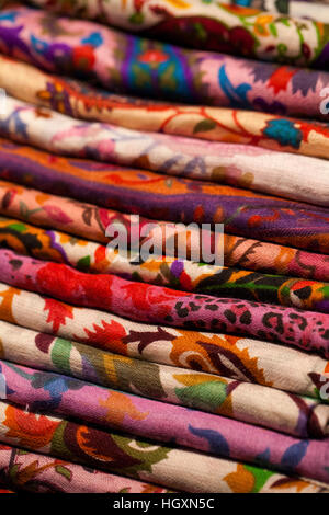 Image of wool and silk scarfs in a asian market Stock Photo
