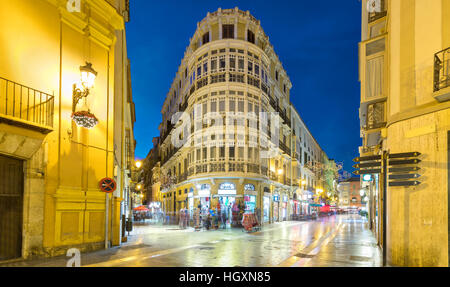 Crossing of pedestrian streets in the city center in Malaga, Andalusia, Spain Stock Photo