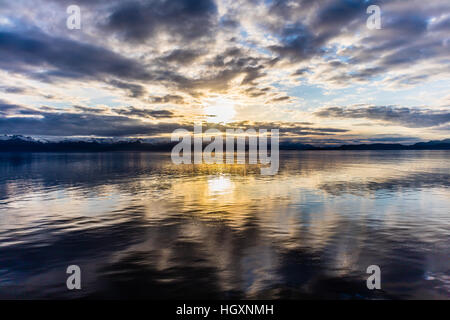 Sunset over the Pacific Ocean Near Alaska Stock Photo