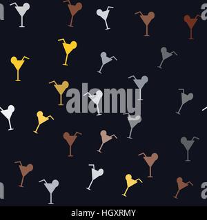 Vector seamless pattern with cocktails and limes Stock Vector