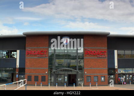 Exterior of The Proact Stadium, Derbyshire; home to Chesterfield Football Club Stock Photo