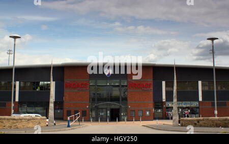 Exterior of the Proact Stadium, Derbyshire; home to Chesterfield Football Club Stock Photo