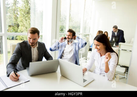 Young business people having meeting in modern office Stock Photo
