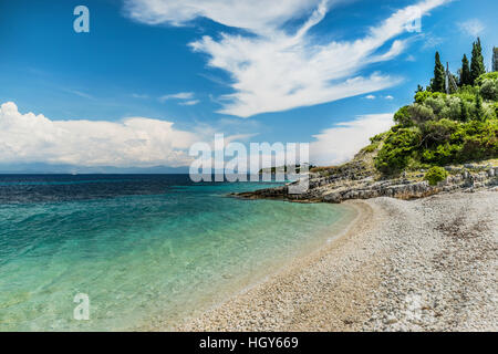 Deserted beach on Paxos Island Greece . Stock Photo