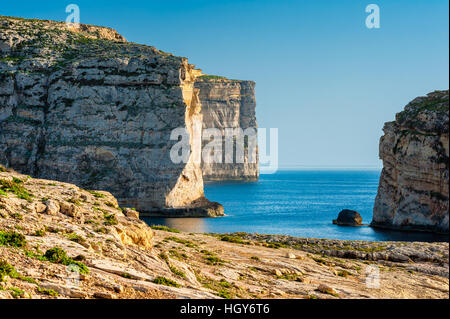 Cliffs on West Coast of Gozo Malta Stock Photo