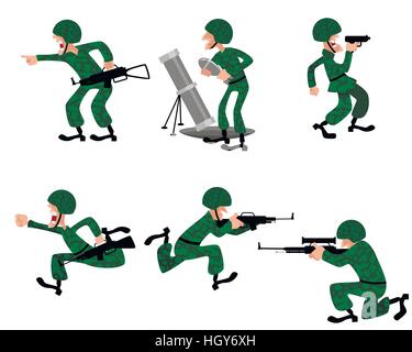 Vector illustration of a six military man Stock Vector