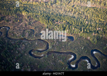 The boggy wetalnds of the Nulhegan River in Ferdinand, Vermont.  Near Island Pond.  Conte National Wildlife Refuge.  Northeast Kingdom. Connecticut Ri Stock Photo