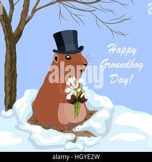 Vector illustration with cute groundhog Stock Vector