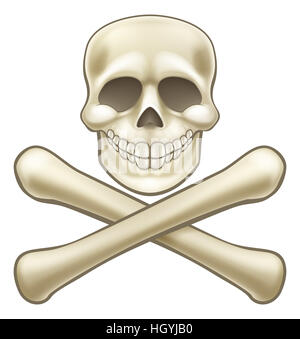 A kids cartoon Halloween pirate skull and crossbones skeleton illustration Stock Photo