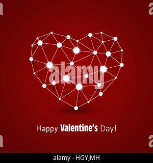 White heart made of connected lines and dots Stock Vector