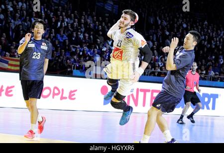 13.01.2017. Parc exposition xxl, Nantes, France. 25th World Handball Championships France versus Japan. Ludovic Fabregas France in action Stock Photo
