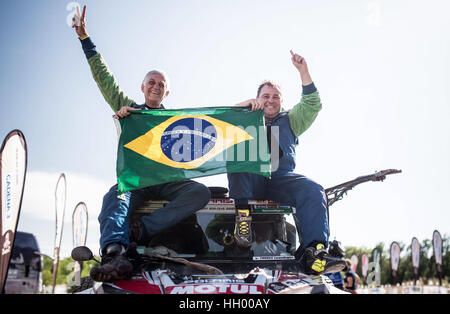 San Juan, Argentina. 14th Jan, 2017. Brazilian Leandro Torres and Lourival Roldan won today in Buenos Aires, Argentina, Rallly Dakar 2017 in UTVs category. Credit: Victor Eleutério/FotoArena/Alamy Live News Stock Photo