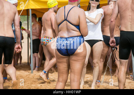 Sydney, Australia. 15th January 2017. Sunday 15th January 2017. Avalon Beach Annual  Ocean Swim race is the third stage in the Pittwater Ocean Swim Series, and consists of a 1km event and a 1.5km course. Surf Rescue staff, body masseurs and first aid personnel were on hand in Sydney, Australia. Credit: model10/Alamy Live News Stock Photo