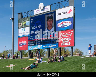 Outfield grass seats, Cactus League spring training baseball, Surprise  Stadium, Surprise Recreation Campus, Surprise, Arizona Stock Photo - Alamy