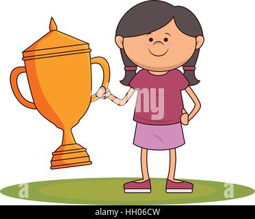 little kid with champion trophy vector illustration design Stock Vector