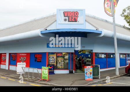 A 'Video Ezy' DVD-rental and retail store in Nelson, New Zealand (2017). Stock Photo