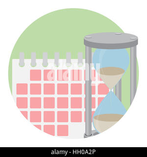 Management time icon. Clock hourglass, time management calendar, vector illustration Stock Photo