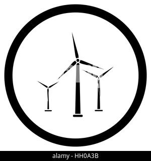 Wind energy black icon. Wind turbine power, green energy from windmill, vector illustration Stock Photo