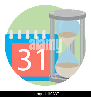 Time concept icon vector. Hourglass and calendar illustration Stock Photo