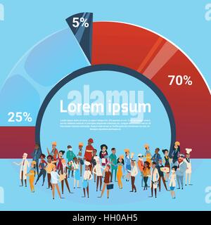 People Group Different Occupation Set, Employees Mix Race Workers Graph Background Stock Vector