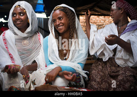 Hawzen town, Eastern Tigray, Ethiopia. Ethiopian mothers carry their ...