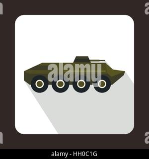 Armored troop-carrier icon, flat style Stock Vector