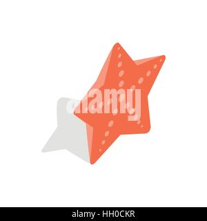 Red starfish icon, isometric 3d style Stock Vector