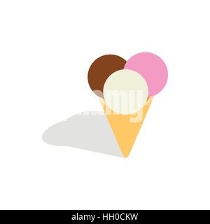Mixed ice cream scoops in a cone icon Stock Vector